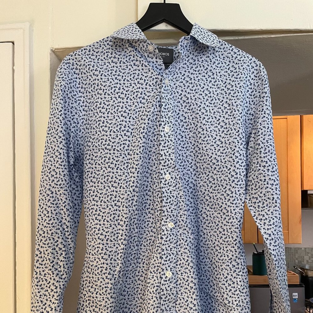 Bonobos Blue Flower Textured Dress Shirt